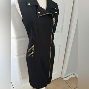 Calvin Klein Black Mini Dress with Gold Zippers